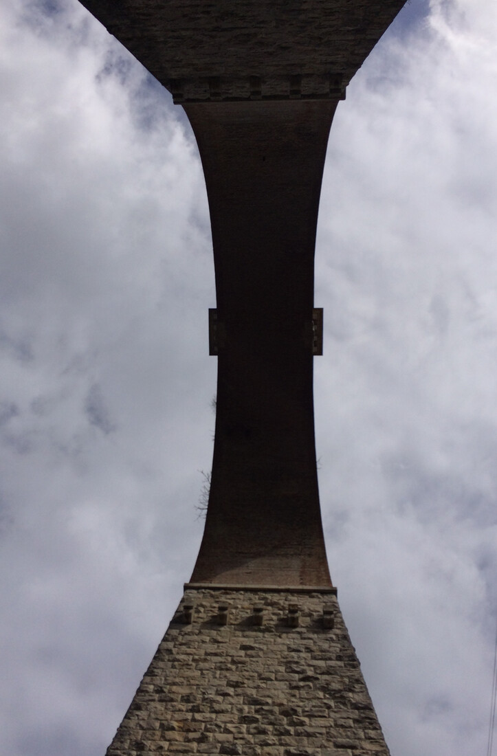 A railway viaduct seen from below